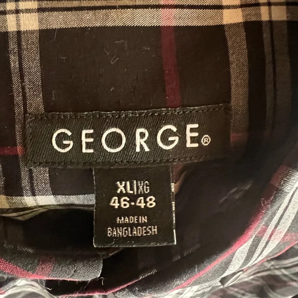 George Men’s Short-Sleeve Plaid Button-Up Shirt – Size XL (46-48) - Picture 3 of 4